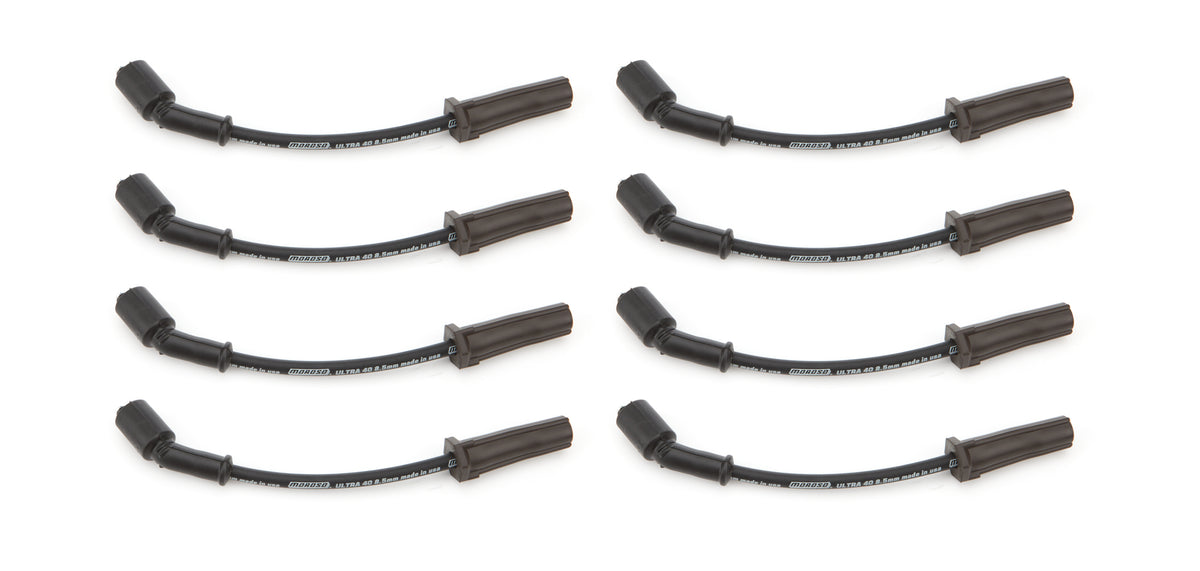 Moroso Ultra 40 Spiral Core 8.5 mm Spark Plug Wire Set - Black - Straight Plug Boots - GM LS / LT-Series 73745