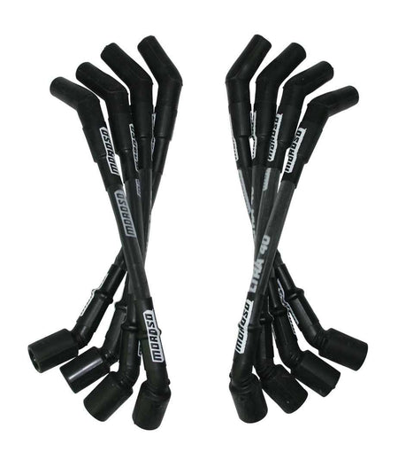 Moroso Ultra 40 Spark Plug Wire Set - Spiral Core - 7 mm - Black - 135 Degree Plug Boots - HEI / Socket Style - GM LS-Series 73851