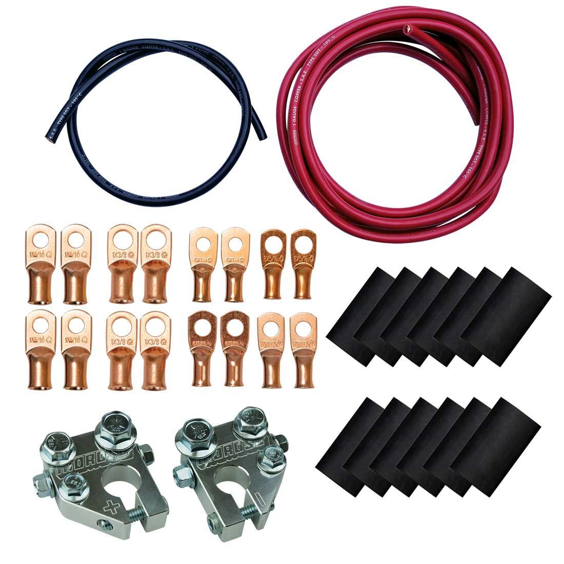 Moroso 1 Gauge Battery Cable Kit - Top Mount Battery Terminals - 15 ft Red - 3 ft Black