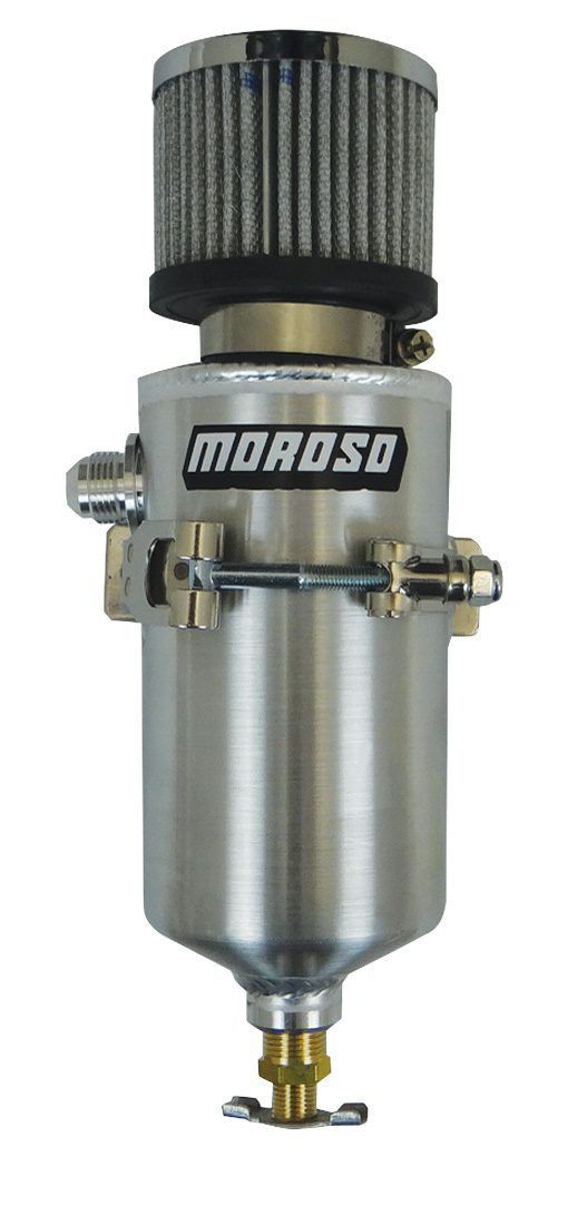 Moroso Air-Oil Separator - 3-1/8 in Diameter - 6-1/2 in Tall - 8 AN Male Inlet - Petcock Drain