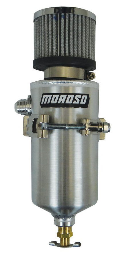 Moroso Air-Oil Separator - 3-1/8 in Diameter - 6-1/2 in Tall - 8 AN Male Inlet - Petcock Drain