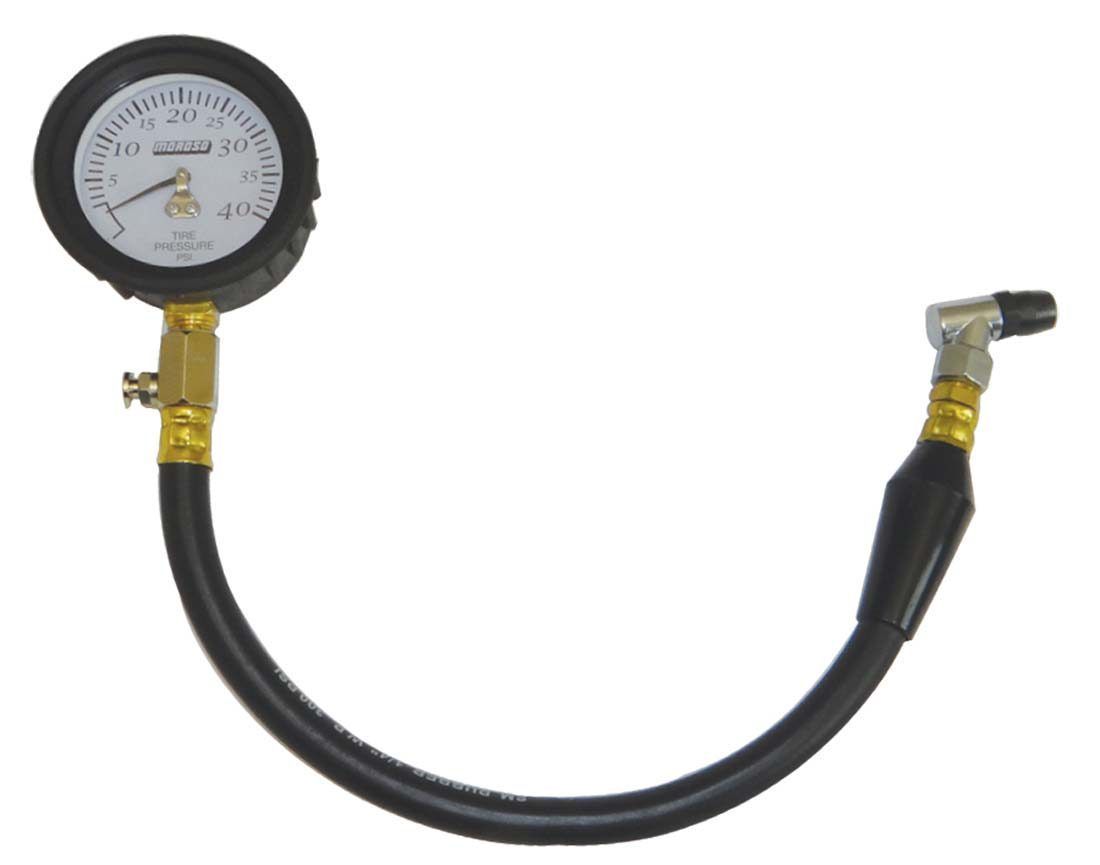 Moroso Garage Series Tire Pressure Gauge - 0-40 psi - 2-1/4 in Diameter - White Face