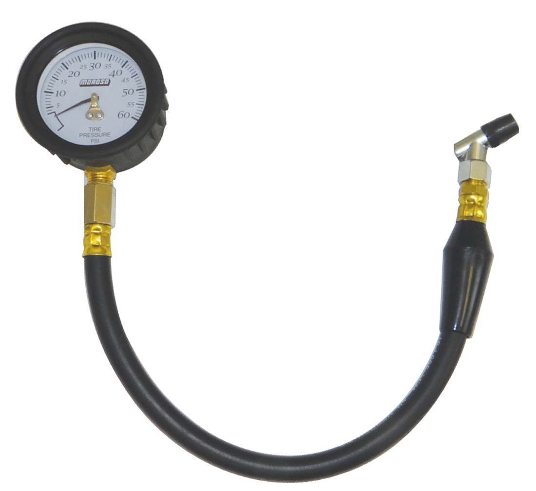Moroso Garage Series Tire Pressure Gauge - 0-60 psi - 2-1/4 in Diameter - White Face