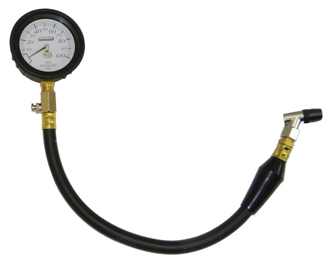 Moroso Garage Series Tire Pressure Gauge - 0-100 psi - 2-1/4 in Diameter - White Face