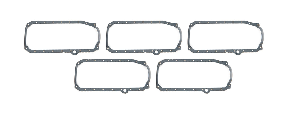 Moroso 1-Piece Oil Pan Gasket - 0.188 in Thick - Passenger Side Dipstick - Steel Core Rubber - Small Block Chevy - (Set of 5)