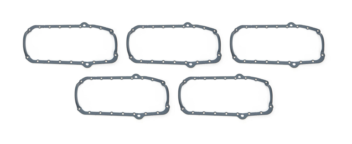 Moroso 1-Piece Oil Pan Gasket - 0.188 in Thick - Either Side Dipstick - Steel Core Rubber - Small Block Chevy - (Set of 5)