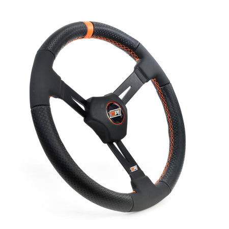 MPI Dirt Circle Track Steering Wheel - 16 in Diameter - 2.25 in Dish - Black Vinyl Grip - Black