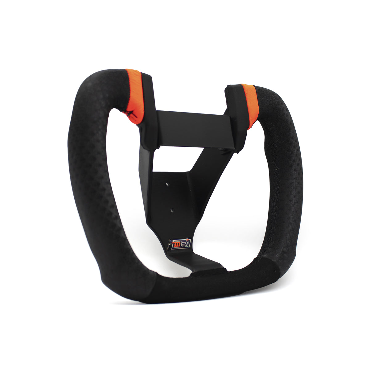 MPI Butterfly Aluminum Drag Steering Wheel - 8.5 x 7 in Butterfly - Black Synthetic Grip - Orange Stripes - Black