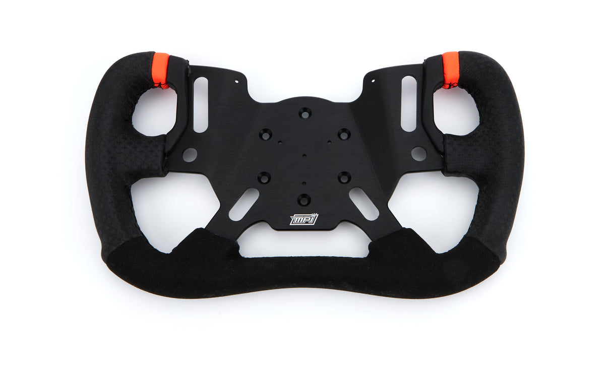 MPI Road Course / Track Days Steering Wheel - 13 in Diameter - Cut Top - 4-Spoke - Orange Stripe - Black