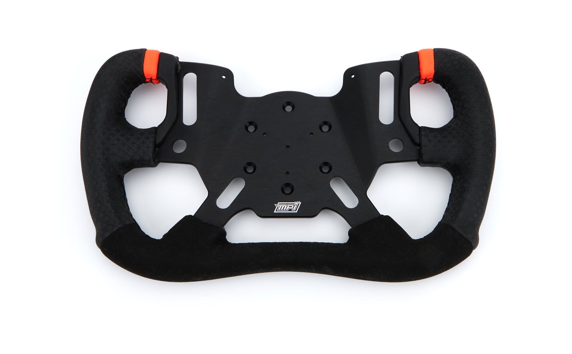 MPI Road Course / Track Days Steering Wheel - 13 in Diameter - Cut Top - 4-Spoke - Orange Stripe - Black
