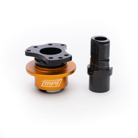 MPI Aluminum Steering Wheel Quick Release - 360 Degree Release - Weld-On - Black / Orange - 3 / 4-Bolt Steering Wheel