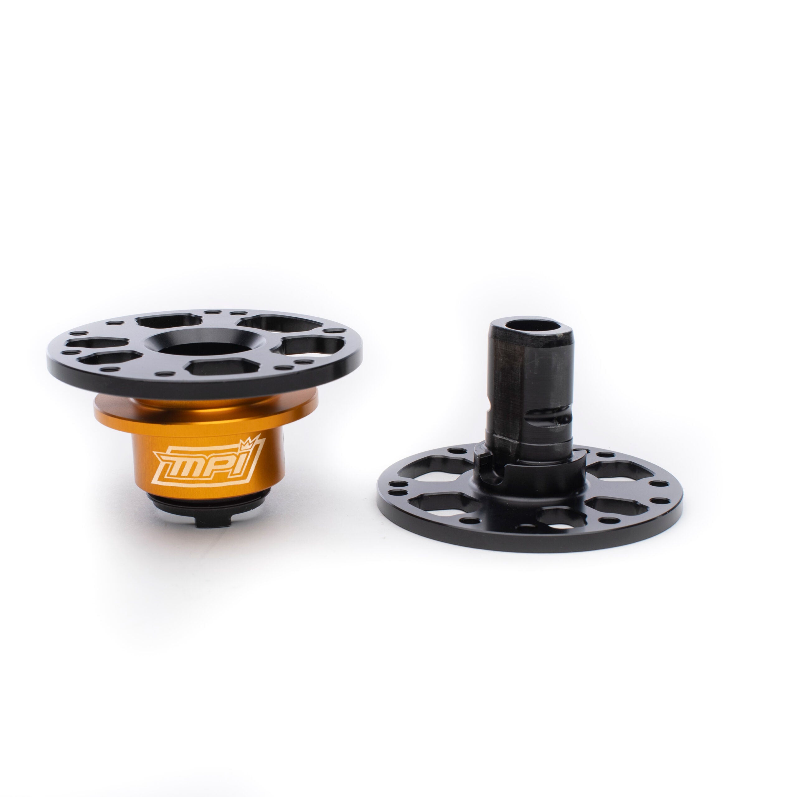MPI Aluminum Steering Wheel Quick Release - 360 Degree Release - Bolt-On - Black / Orange - 5 / 6-Bolt Steering Wheel