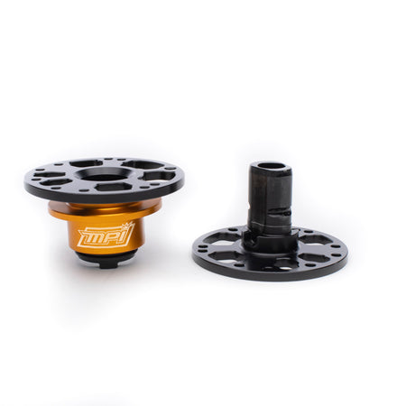 MPI Aluminum Steering Wheel Quick Release - 360 Degree Release - Bolt-On - Black / Orange - 5 / 6-Bolt Steering Wheel