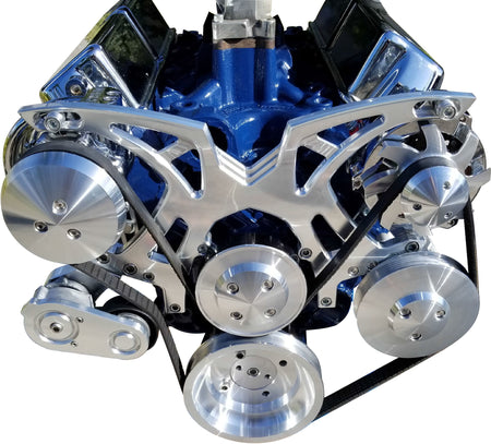 March Performance Style Track 6-Rib Serpentine Pulley Kit - Small Block Ford