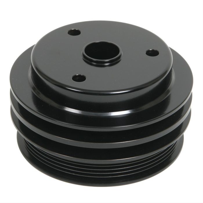 March Performance 2 Groove / 6-Rib Crankshaft Pulley - Black - Small Block Chevy - Short Water Pump