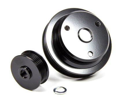 March Performance Performance Series 6-Rib Serpentine Aluminum Pulley Kit - Black - Short Water Pump - Small Block Chevy / V6