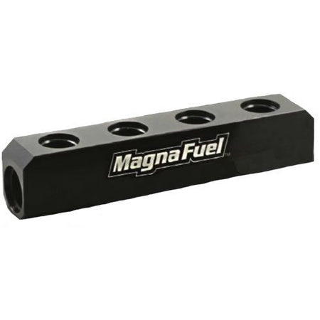 MagnaFuel Fuel Block - Two 10 AN Female O-Ring Inlets - Four 6 AN Female O-Ring Outlets - Black