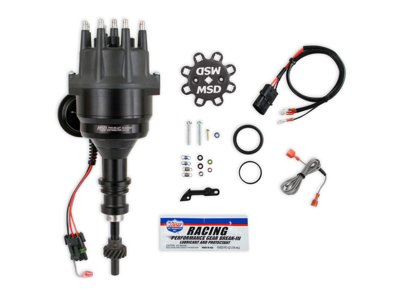 MSD Pro-Billet Ready-To-Run Distributor - Magnetic Pickup - Vacuum Advance - Small Block Ford - Black