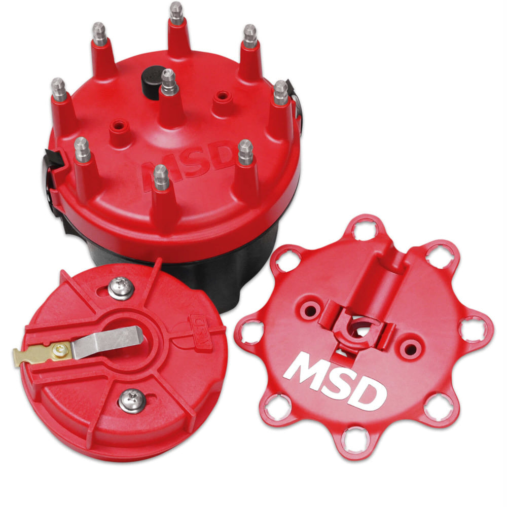 MSD Cap-A-Dapt HEI Style Terminal Cap and Rotor Kit - Red - Chevy V8