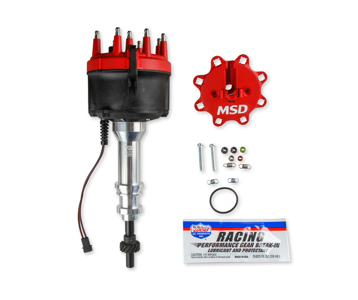 MSD Billet Distributor - Edelbrock Victor Jr Intake - Small Block Ford