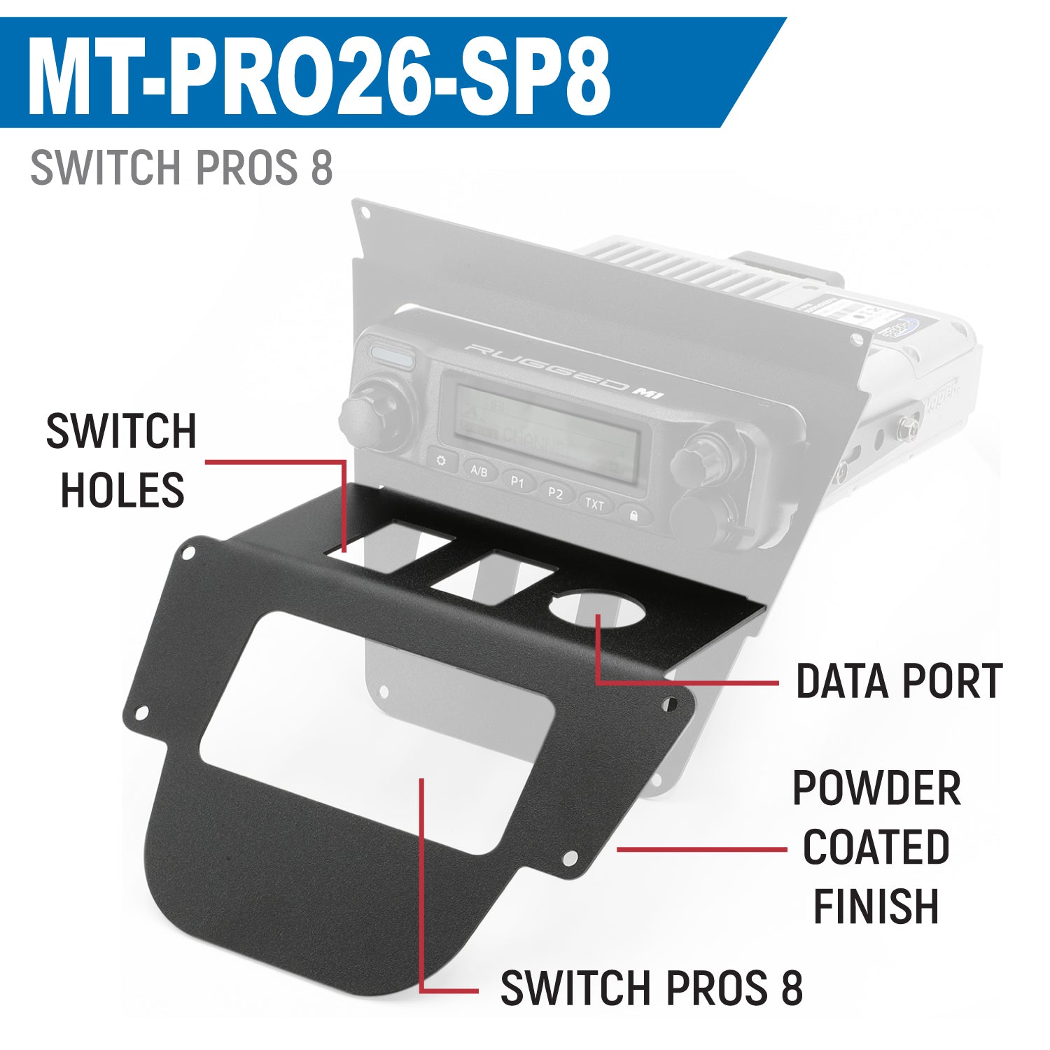 Rugged RadIos Lower Accessory Panel for 2026 Polaris RZR Pro R Ultimate /w 10.4 Inch Touchscreen - Switch Pros 8 MT-PRO26-SP8