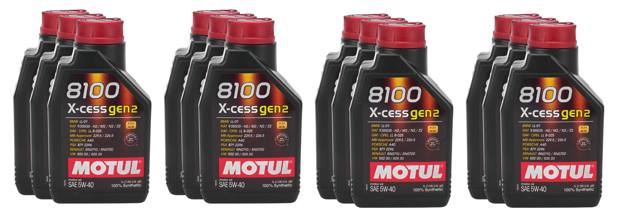 Motul 8100 X-Cess Gen2 5W40 Synthetic Motor Oil - 1 Liter Bottle (Case of 12)