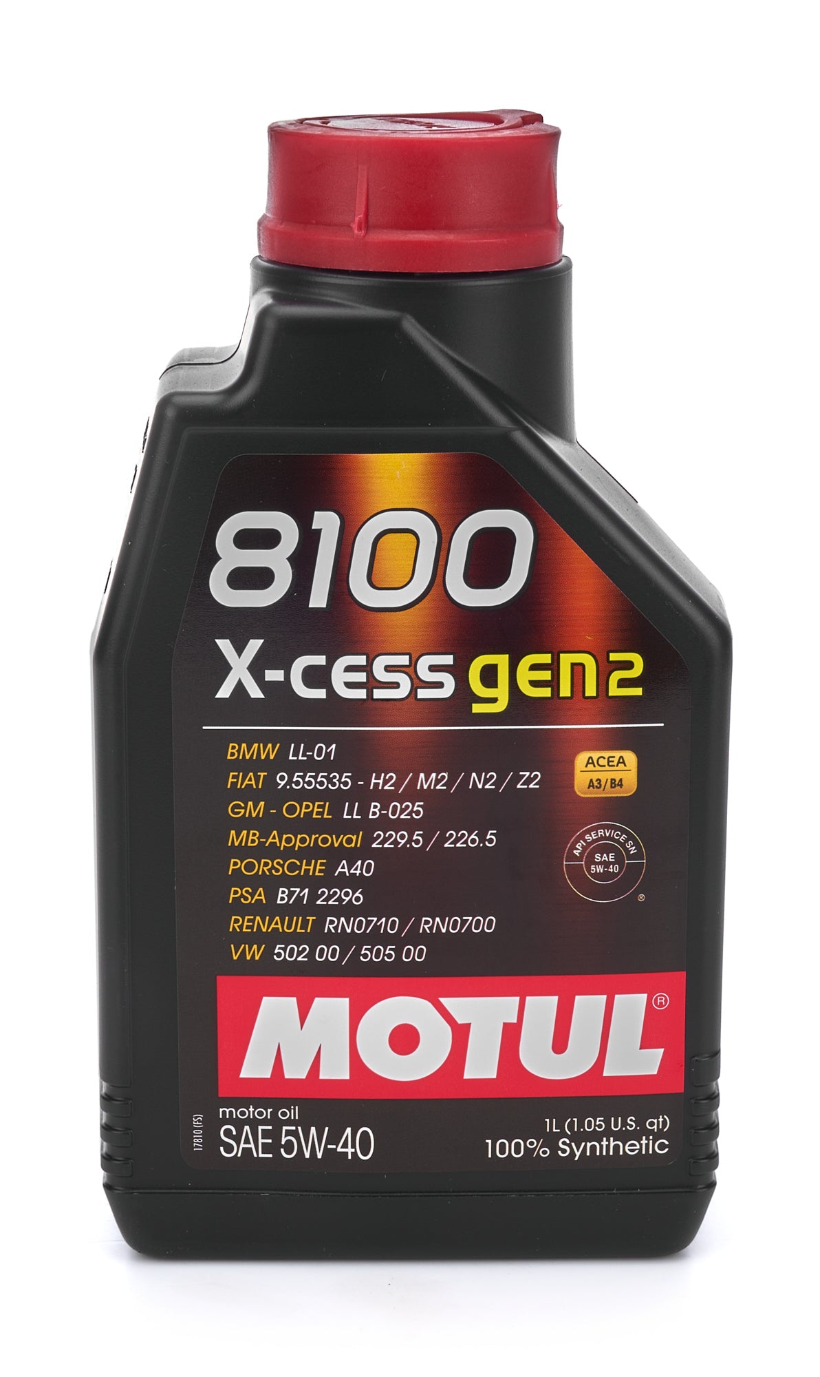 Motul 8100 X-Cess Gen2 5W40 Synthetic Motor Oil - 1 Liter Bottle