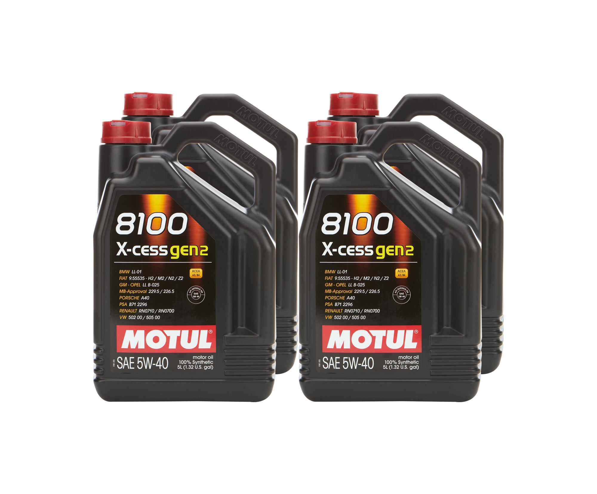 Motul 8100 X-Cess Gen2 5W40 Synthetic Motor Oil - 5 L Bottle (Case of 4)