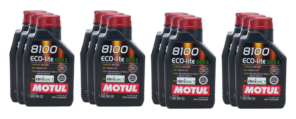 Motul 8100 Eco-Lite Gen3 5W20 Synthetic Motor Oil - 1 Liter Bottle (Case of 12)