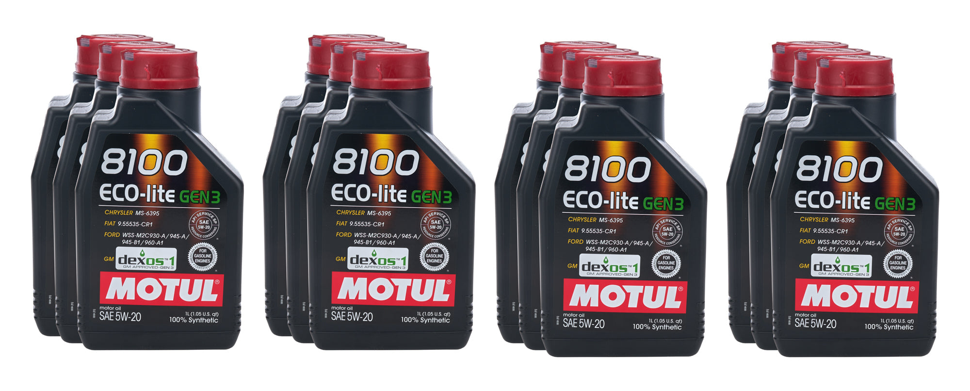 Motul 8100 Eco-Lite Gen3 5W20 Synthetic Motor Oil - 1 Liter Bottle (Case of 12)