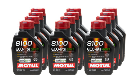Motul 8100 Eco-Lite Gen3 0W20 Synthetic Motor Oil - 1 L Bottle (Case of 12)