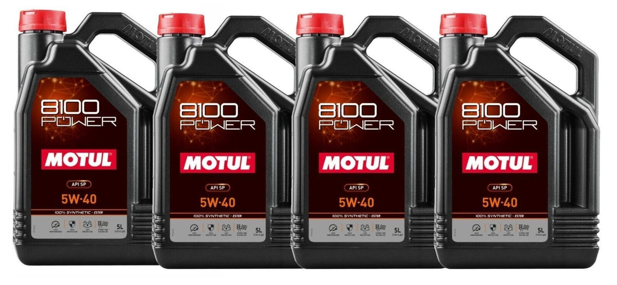 Motul 8100 Power 5W40 Synthetic Motor Oil - 5 Liter Bottle (Case of 4)