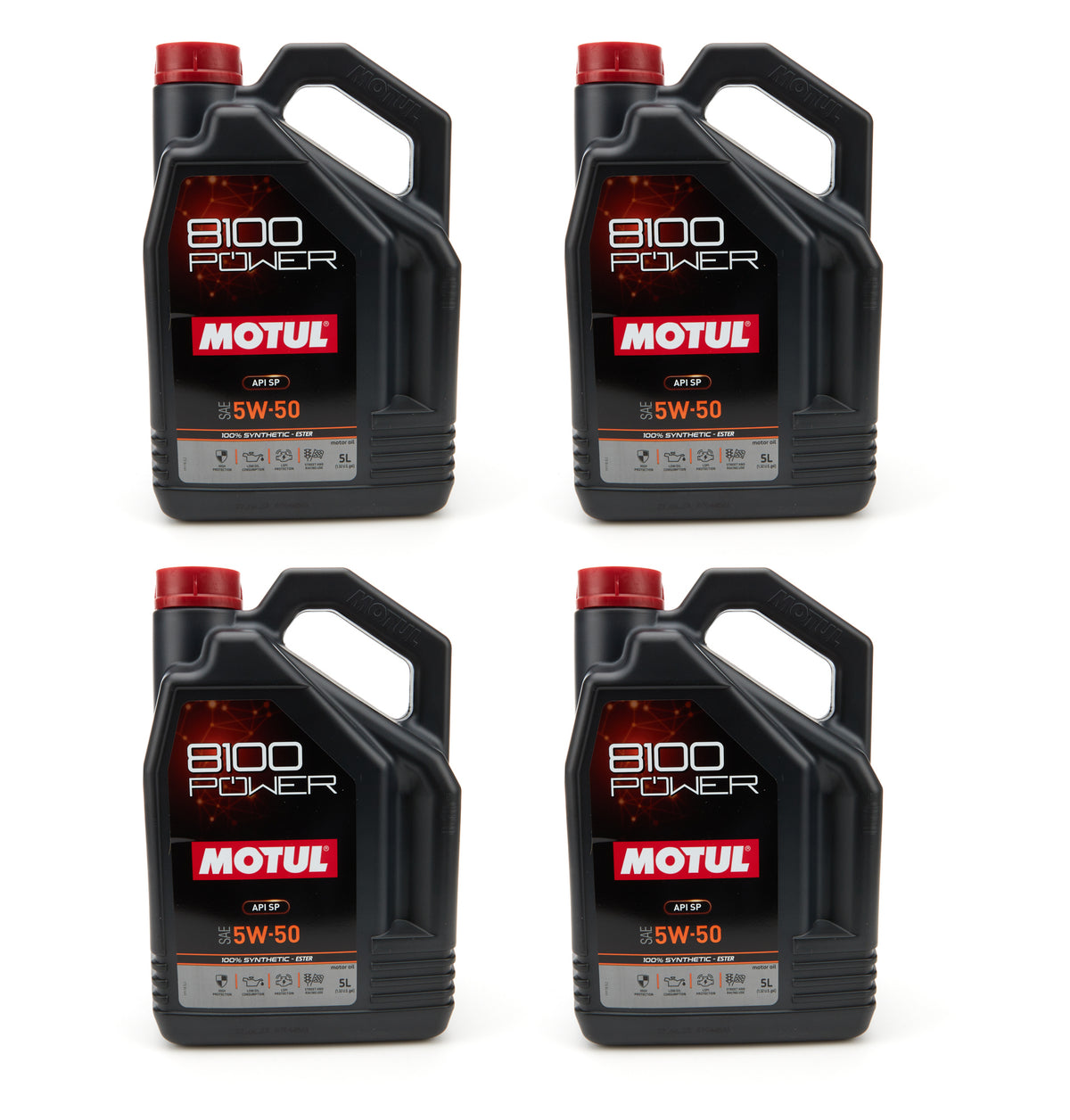 Motul 8100 Power 5W50 Synthetic Motor Oil - 5 L Bottle (Case of 4)