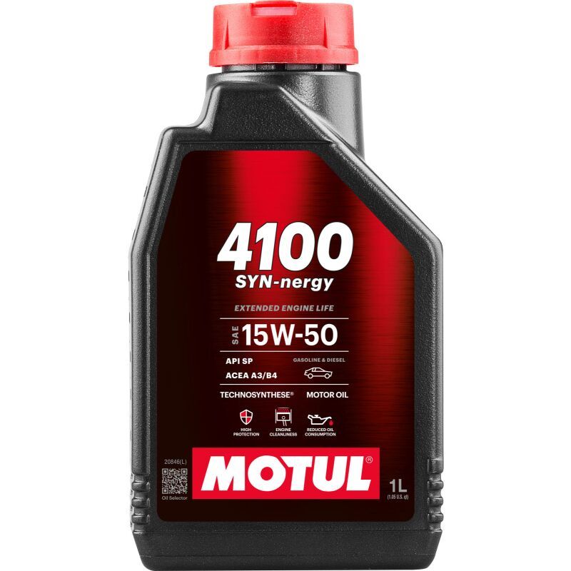 Motul 4100 SYN-nergy 15W50 Synthetic Motor Oil - 1 Liter Bottle