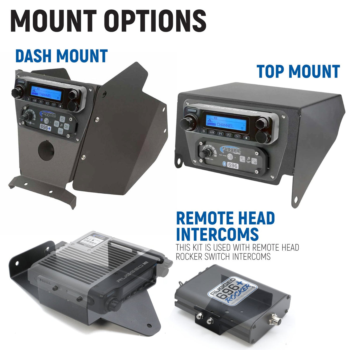 Rugged Radios Can-Am Maverick X3 Complete Communication Kit /w Bluetooth Intercom & 2-Way Radio - 696 PLUS / M1 VHF Business Band / Dash Mount X3-696-M1-HK