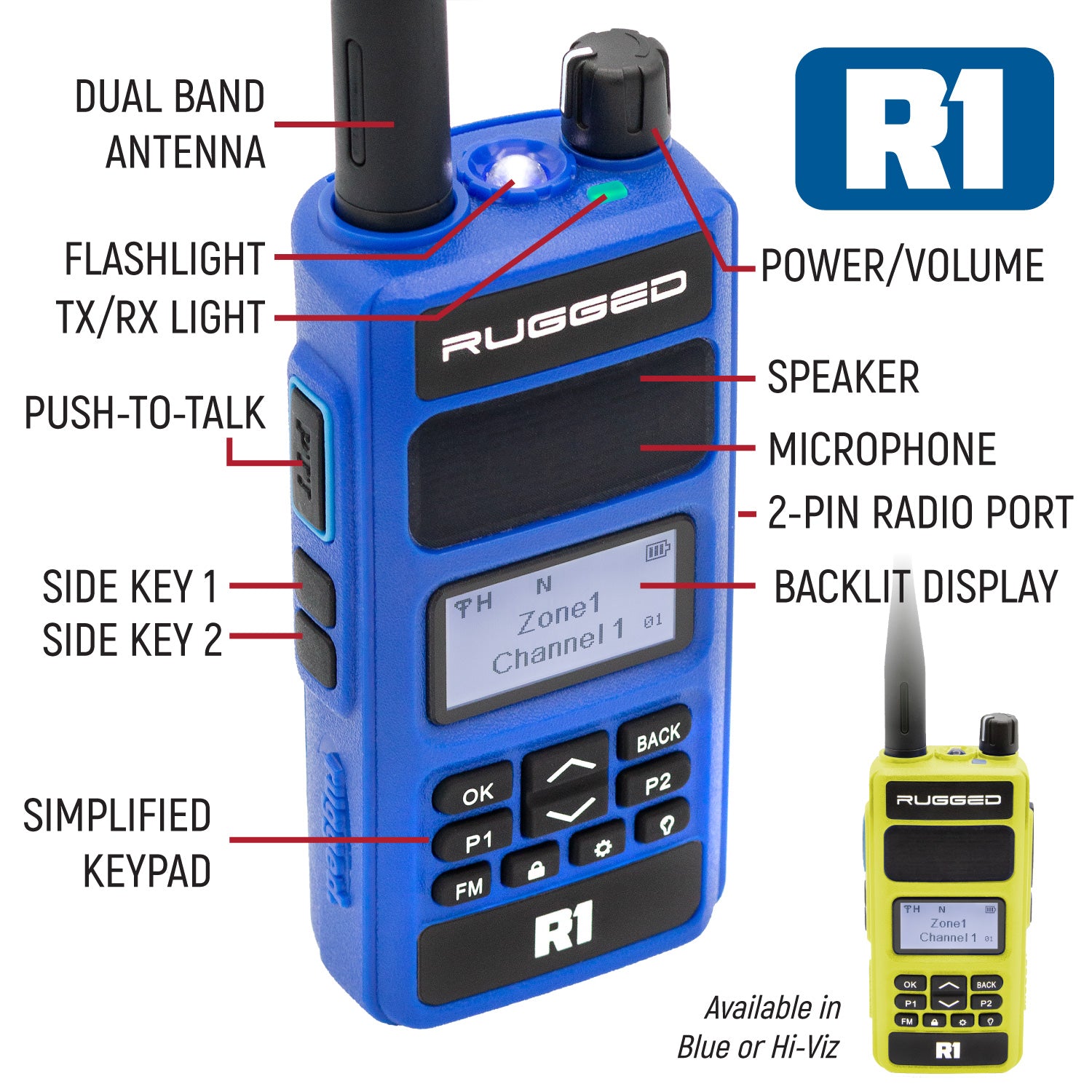 Rugged Radios Wired Driver & Crew Chief Racing Kit /w R1 Radios OFFROAD-R1
