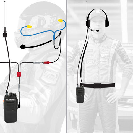 Rugged Radios NASCAR Driver & Crew Chief Long Track Racing Kit /w RDH16 Radios NASCAR-RDH-U-LT