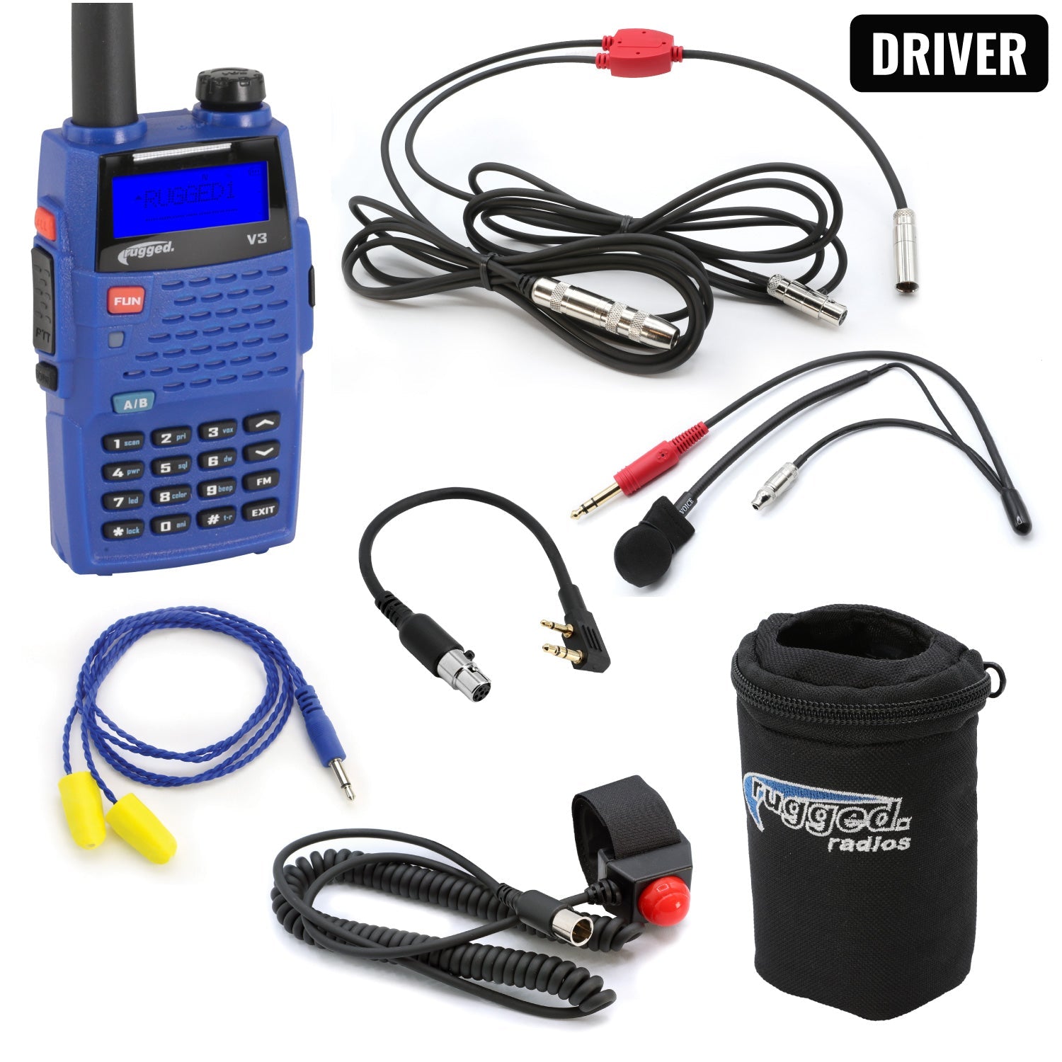 Rugged Radios NASCAR Driver Only Communication Kit /w V3 Radio NASCAR-SS-V3