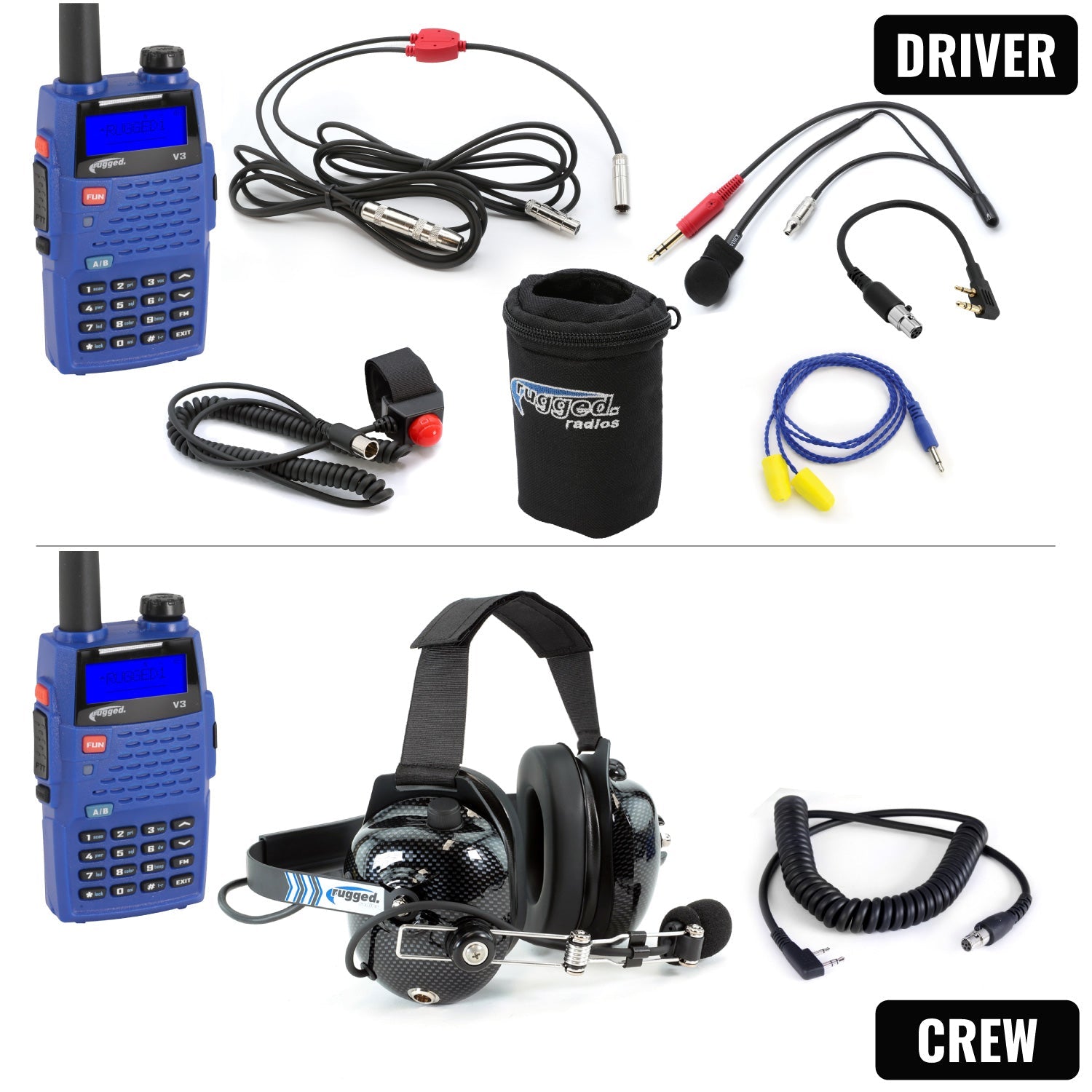 Rugged Radios NASCAR Driver & Crew Chief Racing Kit /w V3 Radios NASCAR-V3