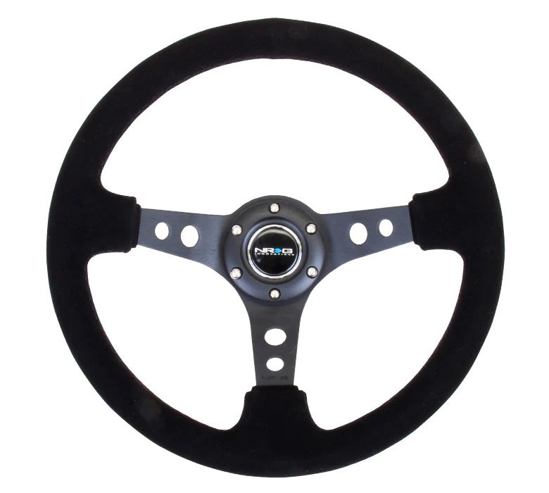NRG Innovations Lightweight Steering Wheel - 350 mm Diameter - 75 mm Dish - Black Suede Grip - Black