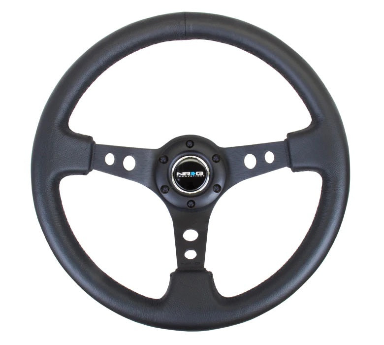 NRG Innovations Lightweight Steering Wheel - 350 mm Diameter - 75 mm Dish - Black Leather Grip - Black RST-006BK