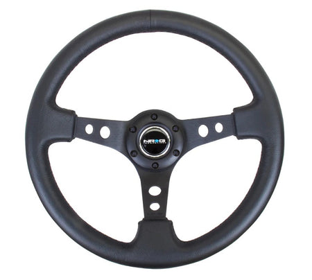 NRG Innovations Lightweight Steering Wheel - 350 mm Diameter - 75 mm Dish - Black Leather Grip - Black RST-006BK