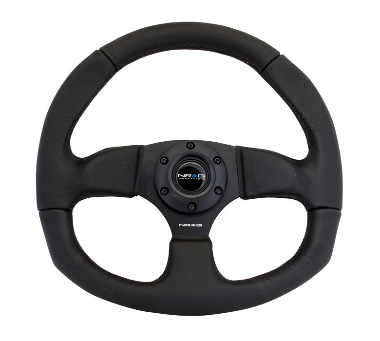 NRG Innovations Lightweight Steering Wheel - 350 mm Diameter - 3 in Dish - Black Leather Grip - Black
