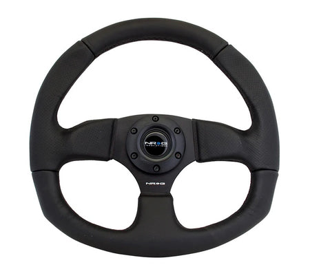 NRG Innovations Lightweight Steering Wheel - 350 mm Diameter - 3 in Dish - Black Leather Grip - Black
