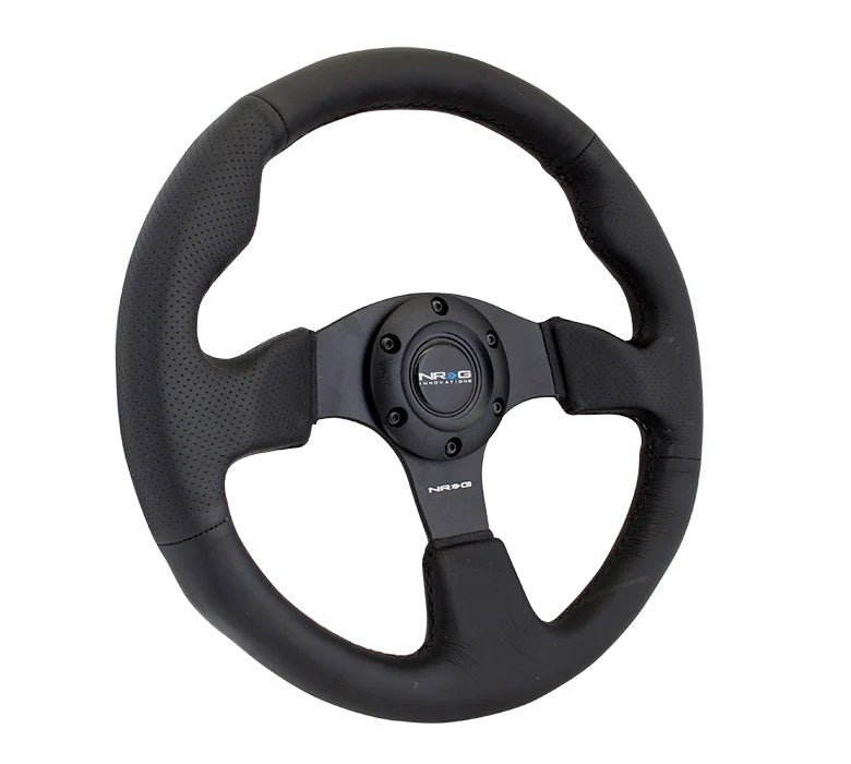NRG Innovations Lightweight Steering Wheel - 320 mm Diameter - 25 mm Dish - Black Leather Grip - Black RST-012R