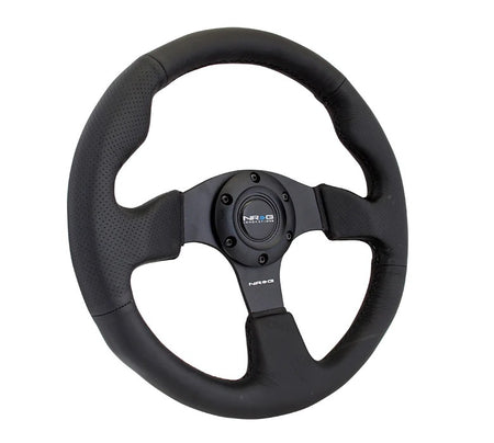 NRG Innovations Lightweight Steering Wheel - 320 mm Diameter - 25 mm Dish - Black Leather Grip - Black RST-012R