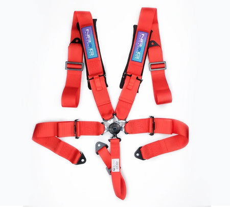 NRG Innovations 5-Point Camlock Harness w/ Pads - Bolt-In/Wrap Around - Pull Down Adjust - Red