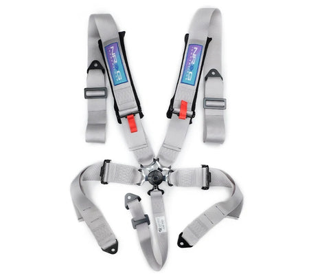 NRG Innovations 5-Point Camlock Harness w/ Pads - Bolt-In/Wrap Around - Pull Down Adjust - Silver