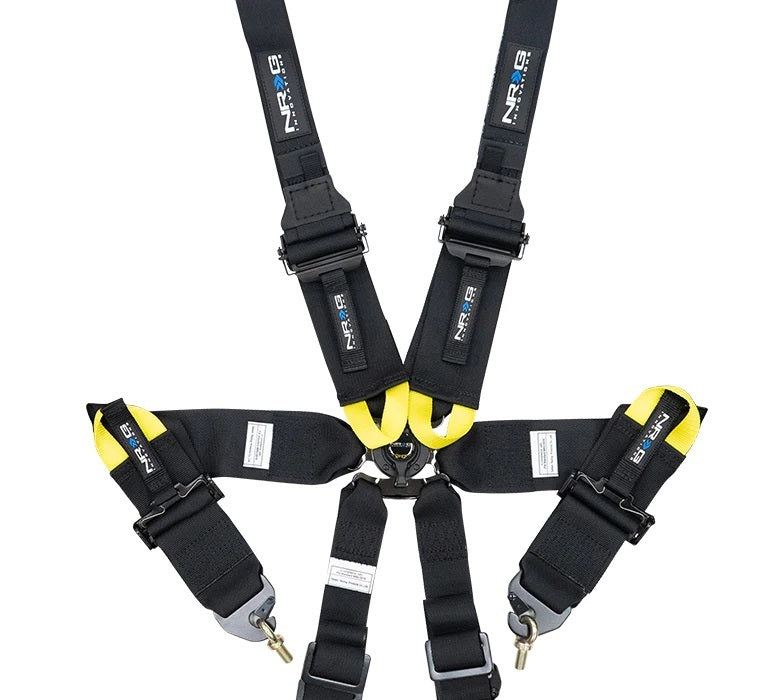 NRG Innovations 6-Point Camlock Harness w/ Pads - Bolt-In/Wrap Around - Pull Down Adjust - Black