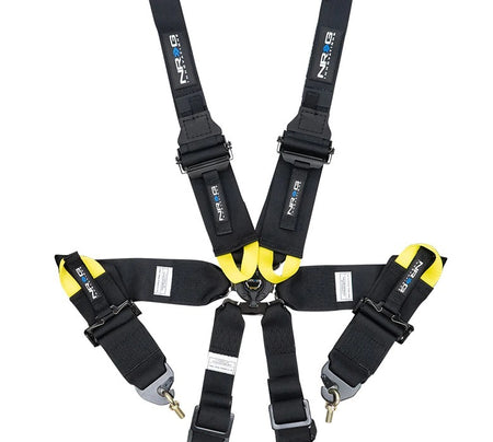 NRG Innovations 6-Point Camlock Harness w/ Pads - Bolt-In/Wrap Around - Pull Down Adjust - Black